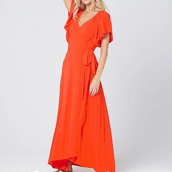 LSPACE PANAMA MAXI  DRESS FLOWY OFF SHOULDER OR ON IN POPPY SIZE LARGE NWT - Picture 9 of 10